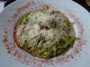 Grüne Bandnudeln mit Walnuss -Sahne - Sauce - Rezept