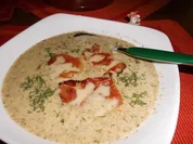 Gurken-Spinatsüppchen mit Schinkentopping>> - Rezept