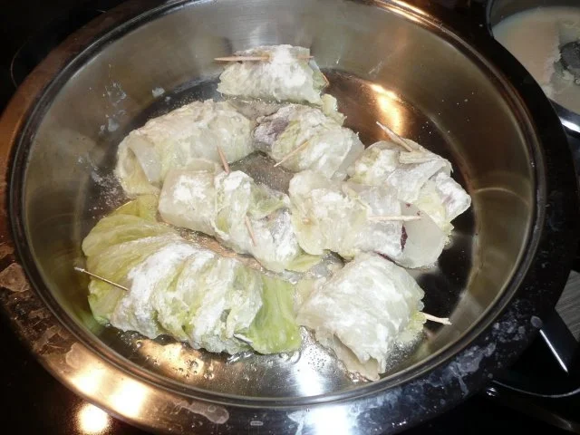 Gefüllte Chinakohlröllchen an Zucchini - Puffer. - Rezept - Bild Nr. 7