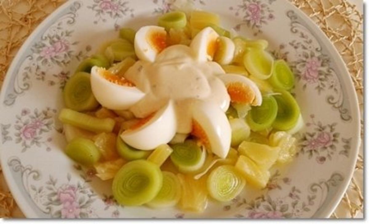 Lauch- Ananas-Erbsen Salat mit Eiern und  Joghurtsauce - Rezept - Bild Nr. 12