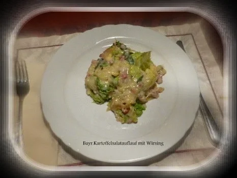Auflauf vom bayr.Kartoffelsalat mit Wirsing - Rezept