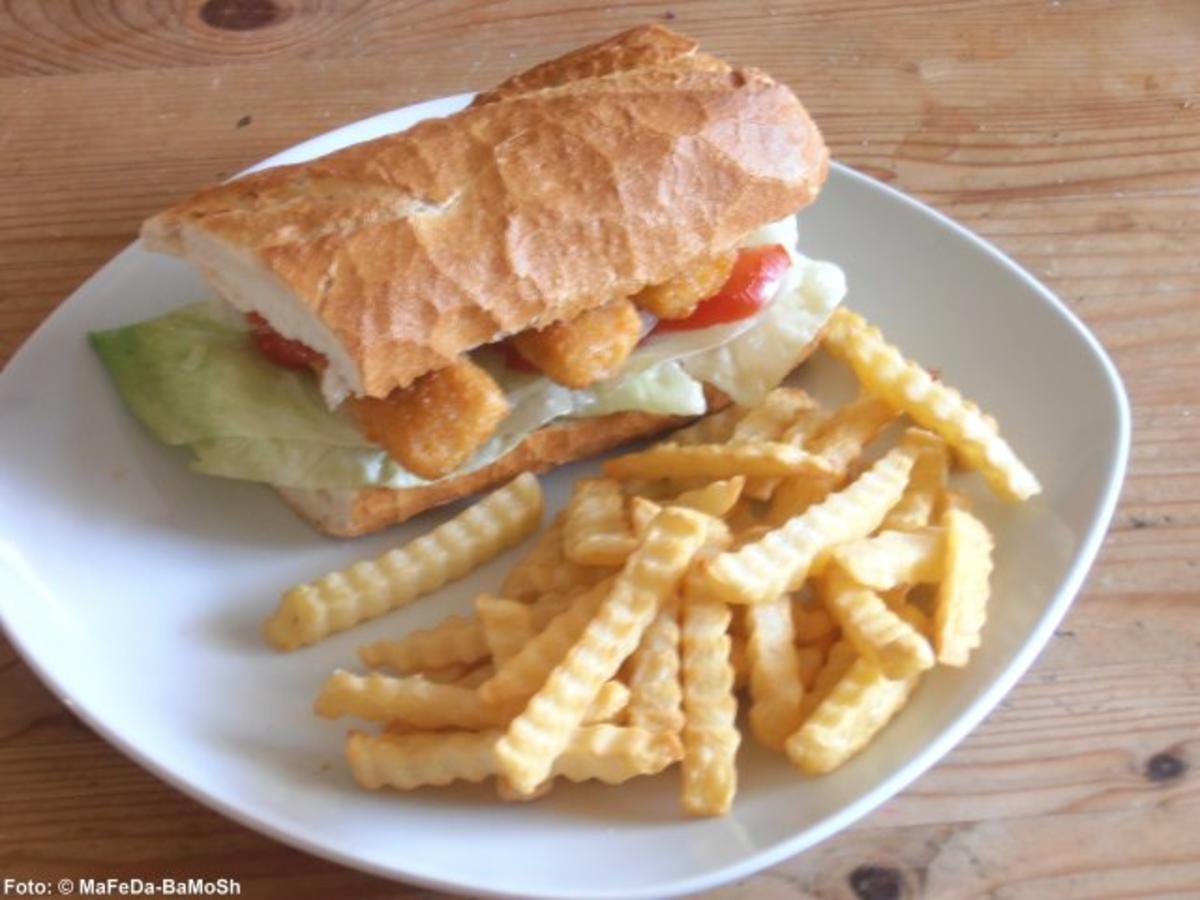 Fischburger mit Baguette und Mayonnaise - Rezept mit Bild - kochbar.de