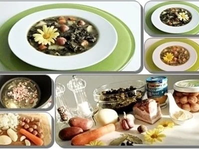 Grünkohlsuppe mit WM- Mini- Balls Würstchen  und mit Gänseblümchen garniert - Rezept - Bild Nr. 20