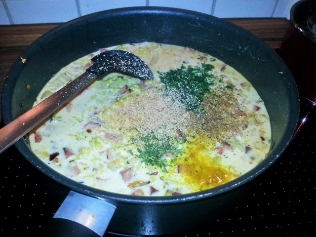 Rezept: Handgemachte Tagliatelle in Schinken-Chinakohlsauce Bild Nr. 6 Handgemachte Tagliatelle in Schinken-Chinakohlsauce - Rezept - Bild Nr. 6