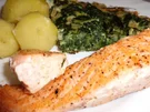 Fisch: Lachs mit Spinatomelett und Kartoffeln - Rezept