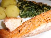 Fisch: Lachs mit Spinatomelett und Kartoffeln - Rezept