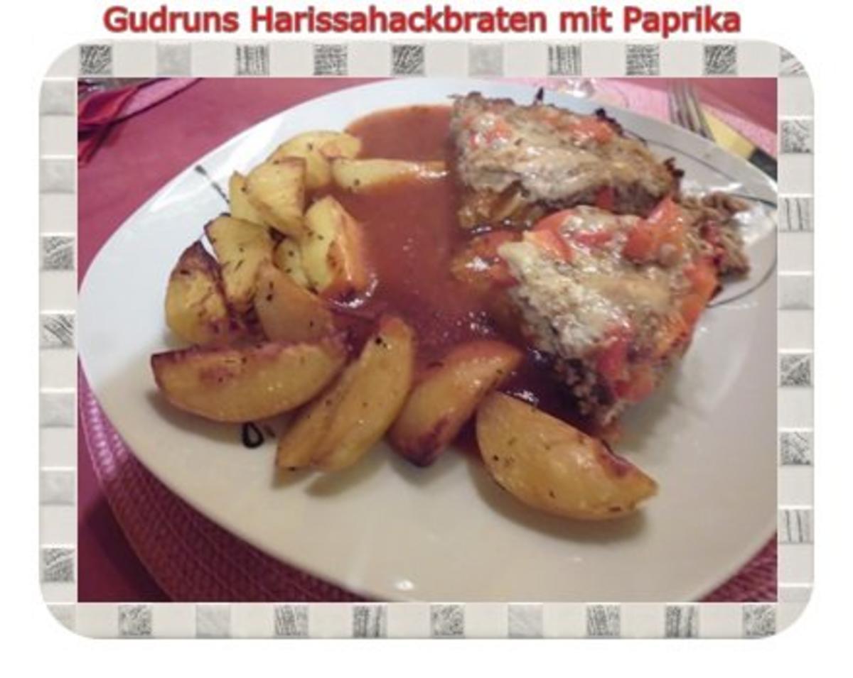 Bilder für Hackfleisch: Dekus-Hackbraten mit Harissa-Tomatensoße und Cajunofenkartoffeln - Rezept