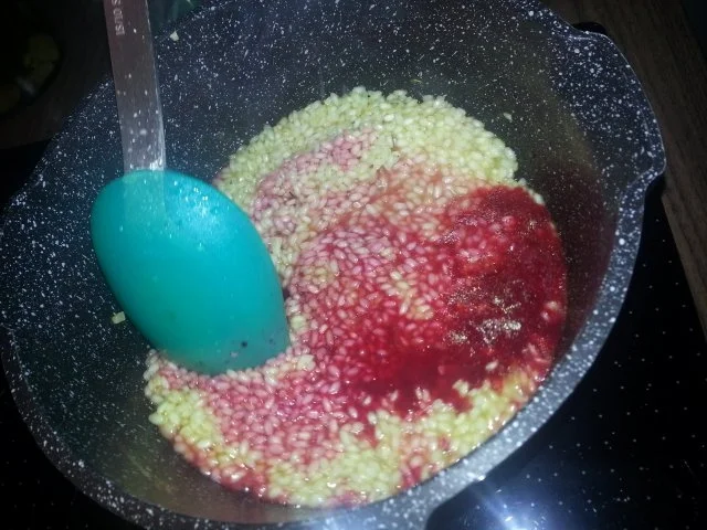 Rote Beete Risotto an gebackenen Wurzelgemüse und Schafskäse - Rezept - Bild Nr. 6