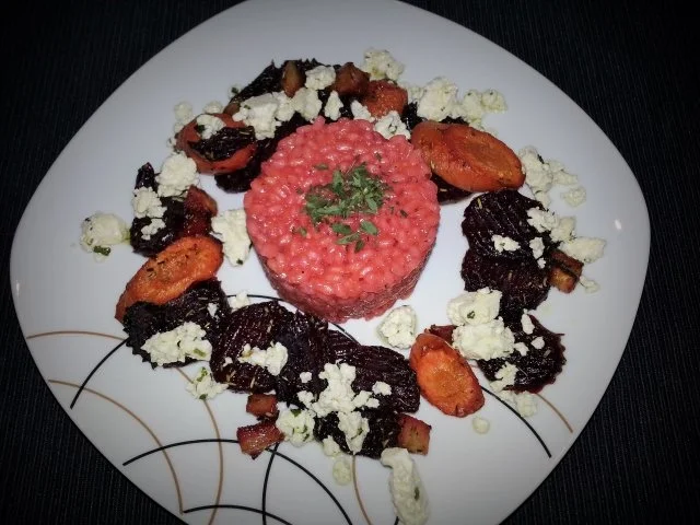 Rote Beete Risotto an gebackenen Wurzelgemüse und Schafskäse - Rezept - Bild Nr. 9
