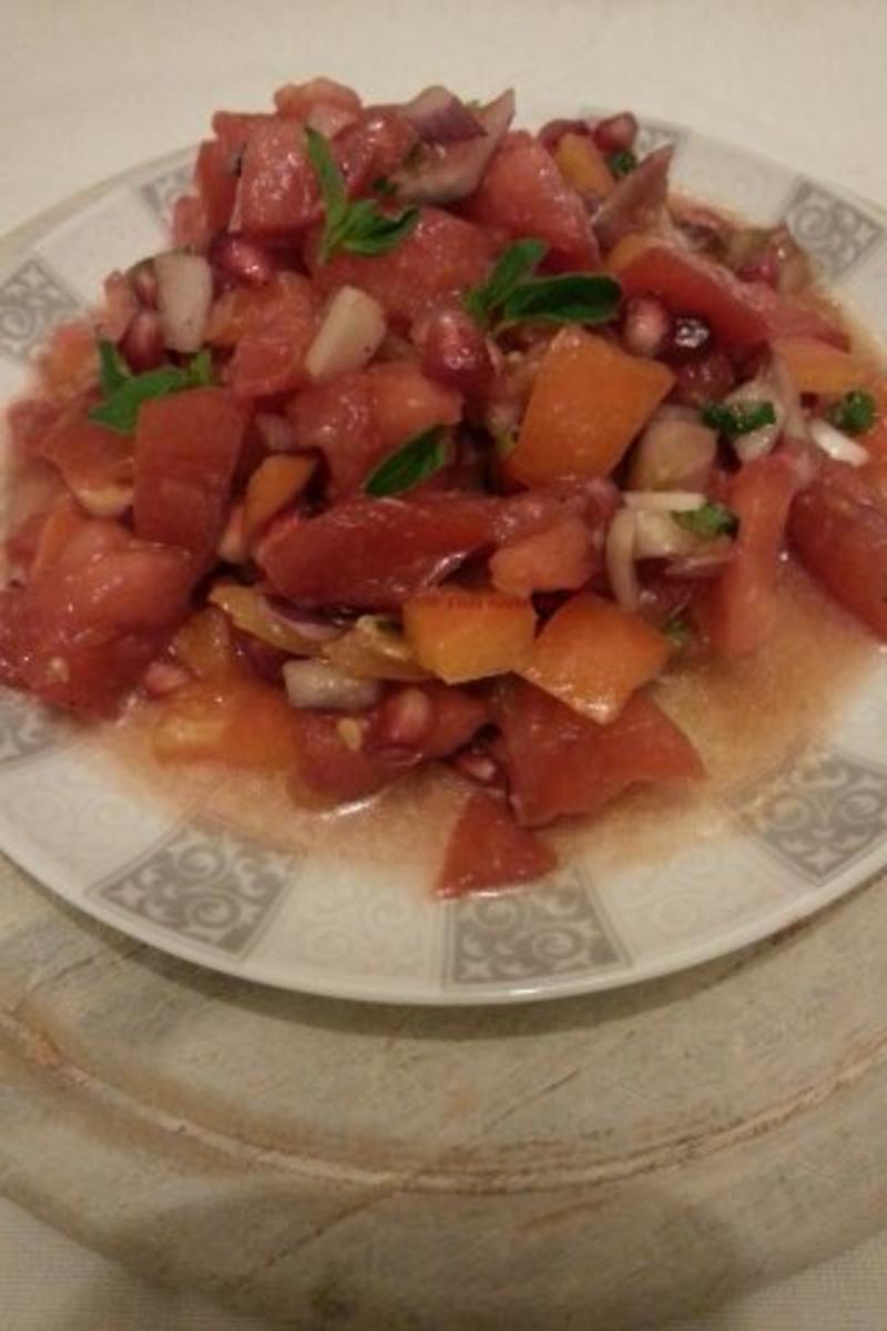 Granatapfel-Tomatensalat - Rezept By ElkesKochecke