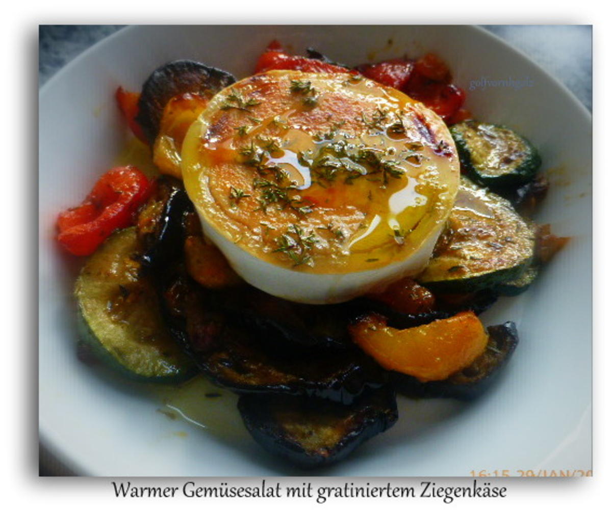 Warmer Gemüsesalat mit gratiniertem Ziegenkäse - Rezept - kochbar.de