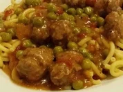 Gabelspaghetti mit Hackklößchen in pikanter Sauce - Rezept