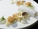 Jakobsmuscheltatar in Kokos-Cannelloni mit Blumenkohlvariation (Alexander Hoppe) - Rezept