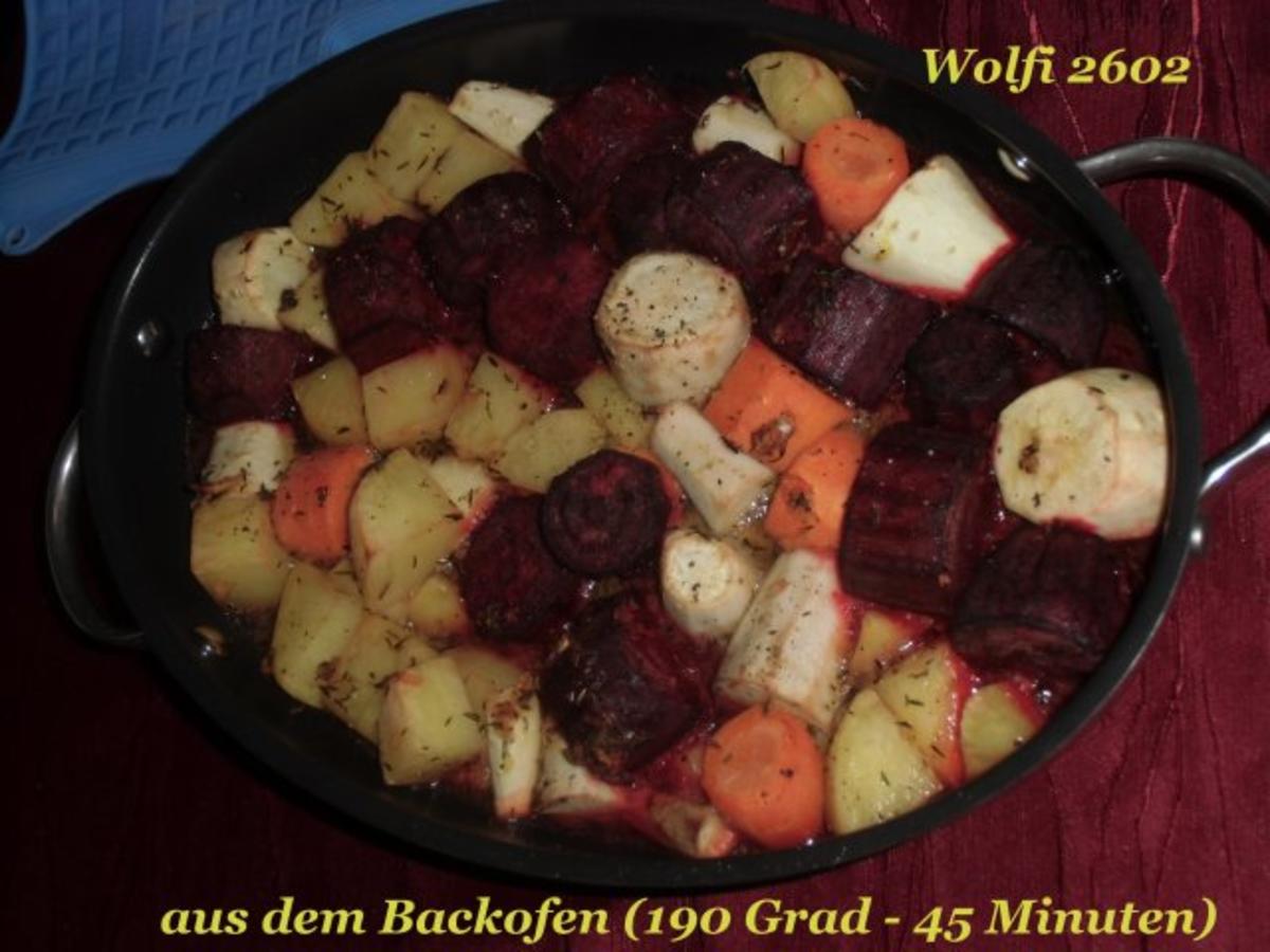 Gemüse : Ofengebackenes Gemüse "Pastinake, Karotte, Rote Beete, Kartoffel" Vegetarisch - Rezept - Bild Nr. 4