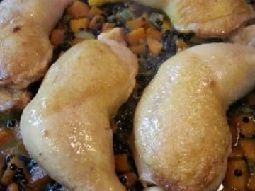 Hähnchenschenkel auf Kürbis-Linsen-Ragout - Rezept - Bild Nr. 6