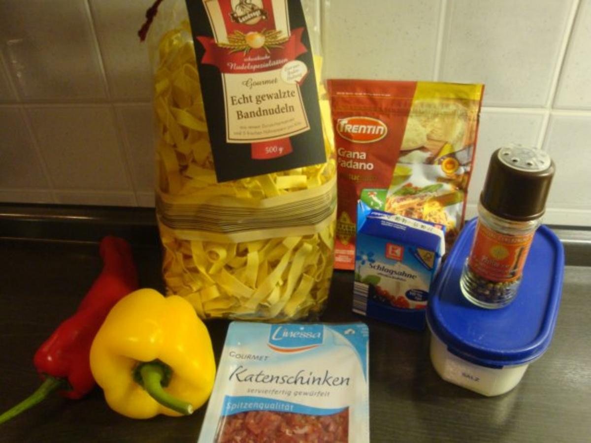 Bandnudeln mit Paprika in Parmesan-Sahne - Rezept - Bild Nr. 2