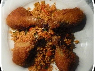 Rezept: Scharfe Knusperkeulchen mit Bulgursalat Bild Nr. 5 Scharfe Knusperkeulchen mit Bulgursalat - Rezept - Bild Nr. 5