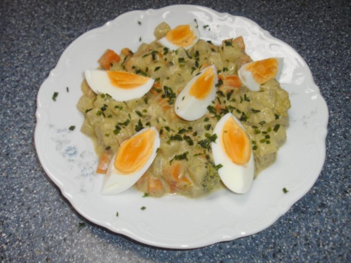 Kohlrabi-Karotten-Gemüse mit Eiern - Rezept