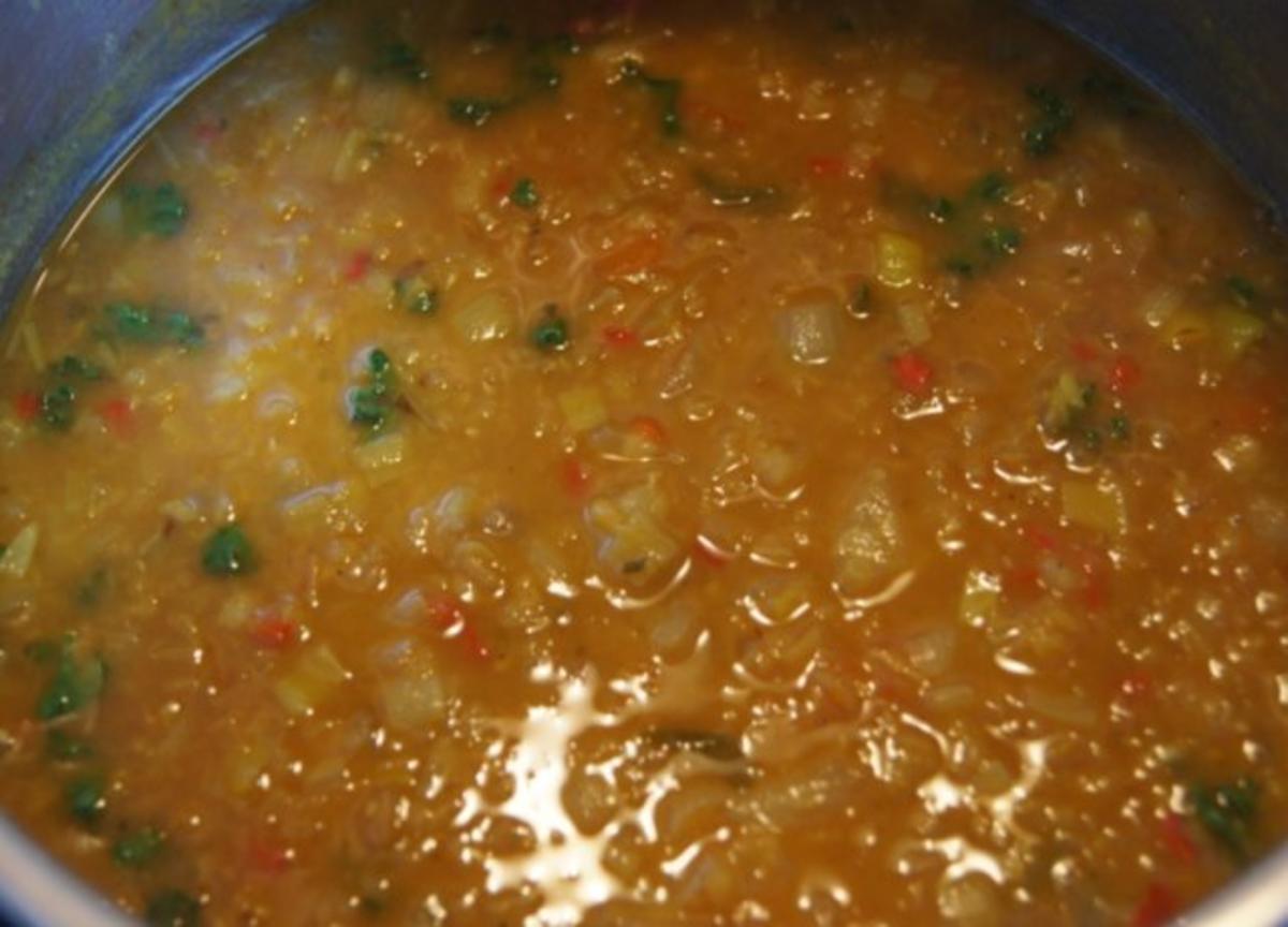 Rote Linsen-Gemüse-Suppe mit Riesengarnelenschwänzen - Rezept - Bild Nr. 11