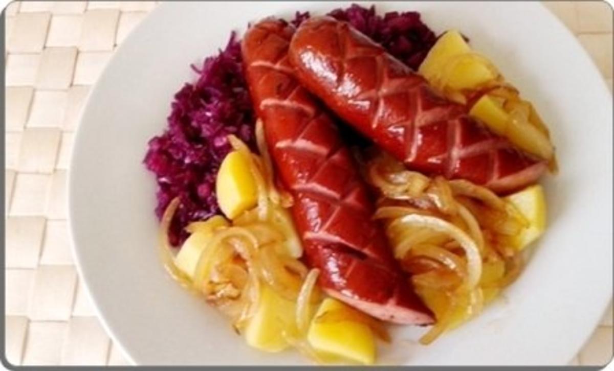 Curry Fleischwurst mit Salzkartoffeln und  Rotkohl - Rezept - Bild Nr. 19