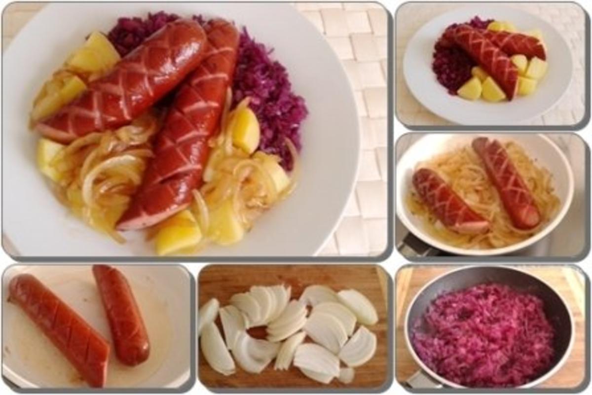 Curry Fleischwurst mit Salzkartoffeln und  Rotkohl - Rezept - Bild Nr. 20