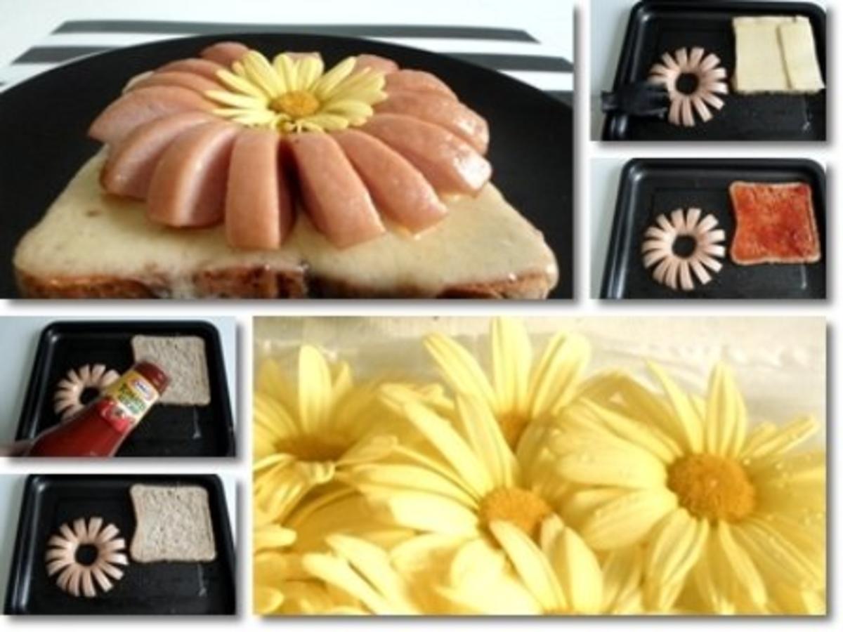 “Wurst-Blume“  auf  Cheddar-Käse-Sandwich - Rezept - Bild Nr. 15