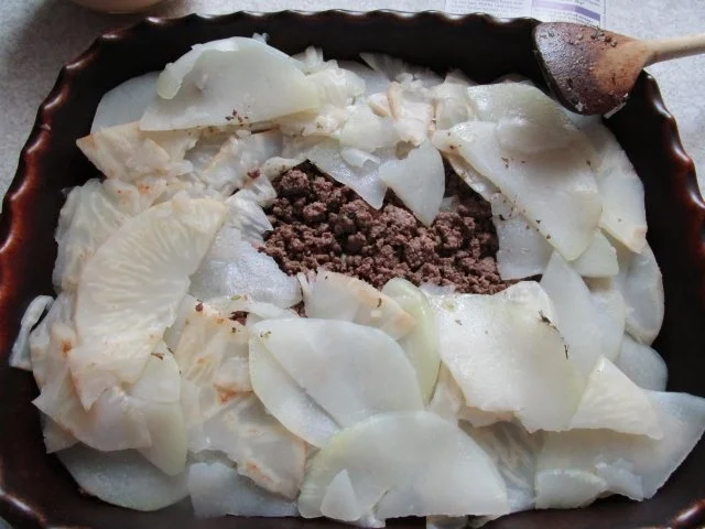 Rezept: Auflauf: Hack-Auflauf mit Kohlrabi und Sellerie Bild Nr. 11 Auflauf: Hack-Auflauf mit Kohlrabi und Sellerie - Rezept - Bild Nr. 11