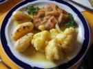 Wiener Schnitzel mit Curry-Blumenkohl und angebratenen Drillingen - Rezept