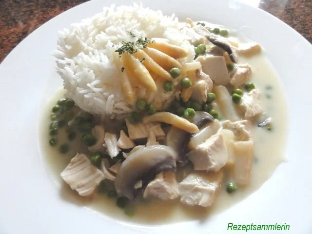 Geflügel:   HÄHNCHEN - FRIKASSEE  nach meiner Art - Rezept