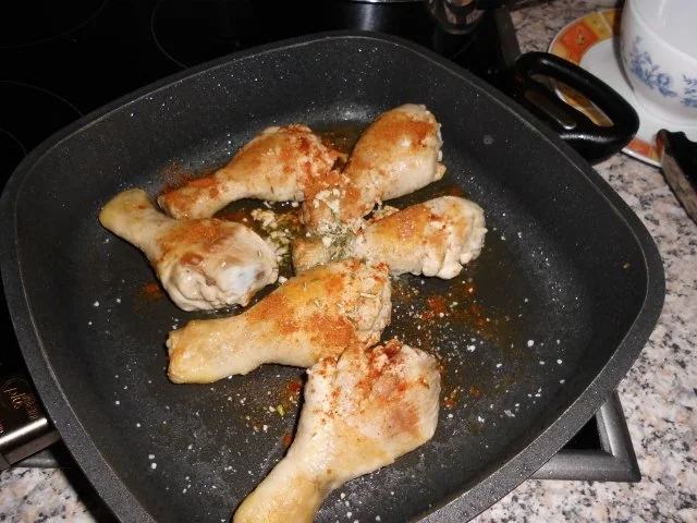 Hähnchenkeulen auf Paprikagemüse mit Safran-Risotto>> - Rezept - Bild Nr. 7