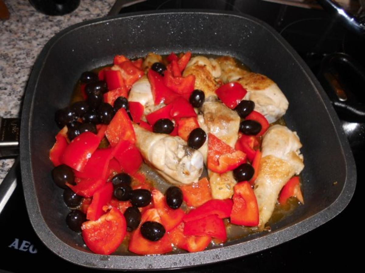 Hähnchenkeulen auf Paprikagemüse mit Safran-Risotto>> - Rezept - Bild Nr. 9