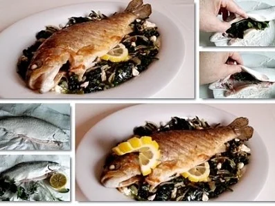Rezept: Gebratene Forelle mit Kräutern gefüllt auf Spinat-Feta-Bett Bild Nr. 26 Gebratene Forelle mit Kräutern gefüllt auf Spinat-Feta-Bett - Rezept - Bild Nr. 26