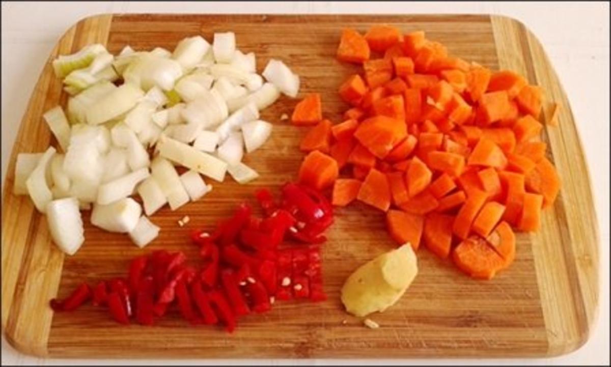 Pikante Champignons-Gemüse-Pfanne mit  Kartoffelbällchen - Rezept - Bild Nr. 6