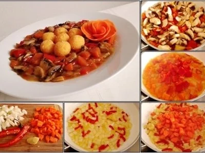 Pikante Champignons-Gemüse-Pfanne mit  Kartoffelbällchen - Rezept - Bild Nr. 18