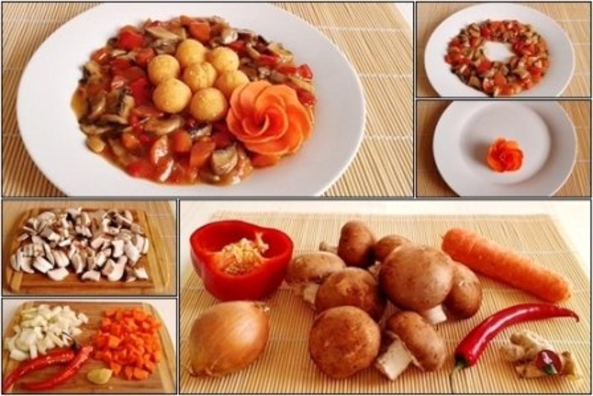Pikante Champignons-Gemüse-Pfanne mit  Kartoffelbällchen - Rezept - Bild Nr. 27