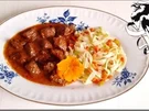 Zart geschmortes  Wildschwein-Edelgulasch mit „bunten Bandnudeln" - Rezept