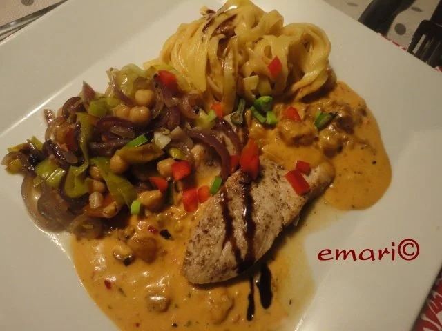 Pute in Orientsauce mit Hummus Nudeln und Kichererbsen Gemüse - Rezept - Bild Nr. 17