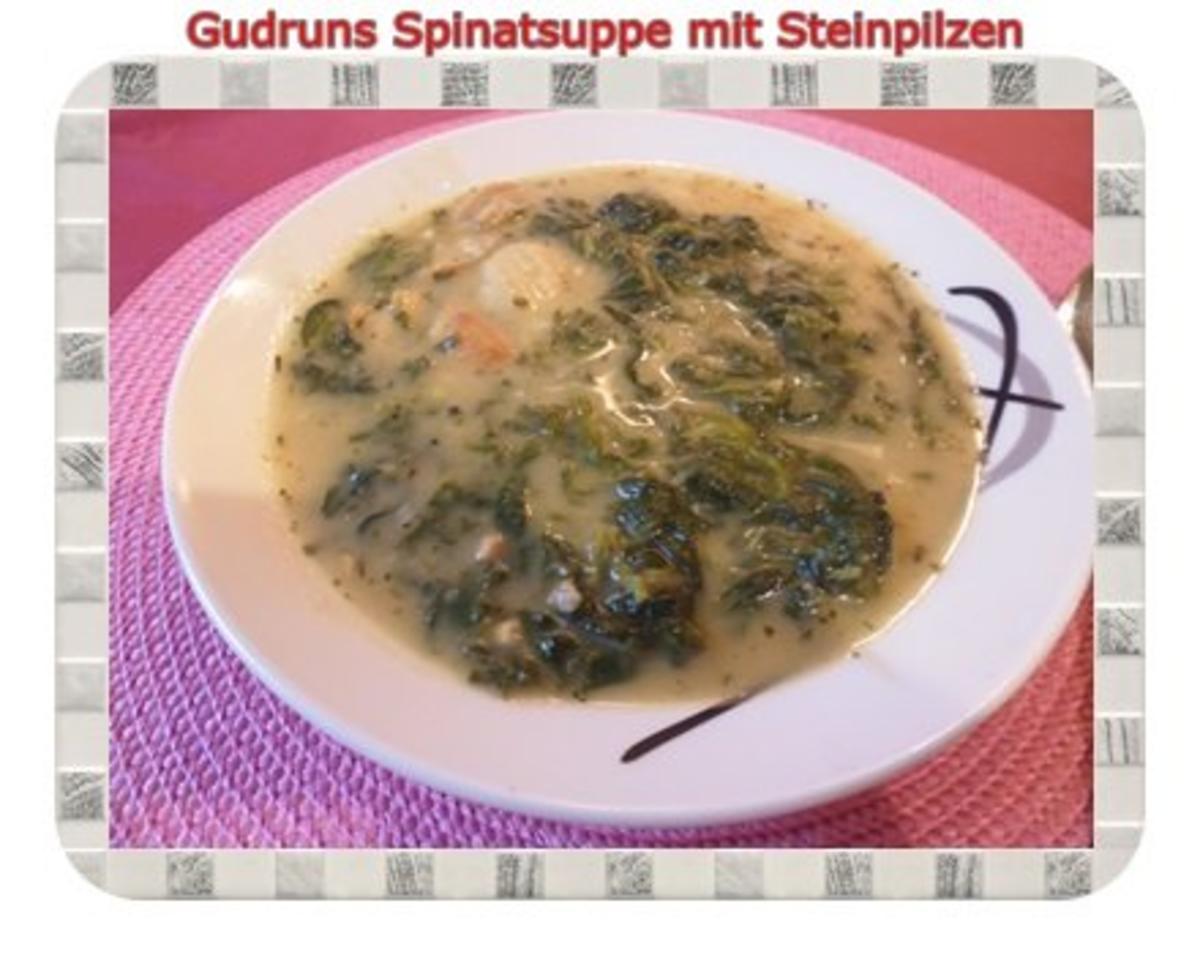Suppe: Spinatsuppe mit Steinpilzen und Gorgonzola - Rezept