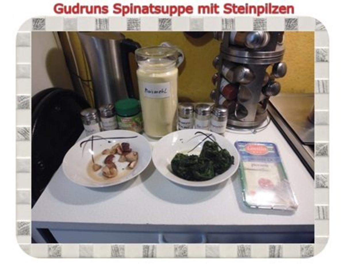 Suppe: Spinatsuppe mit Steinpilzen und Gorgonzola - Rezept - Bild Nr. 5