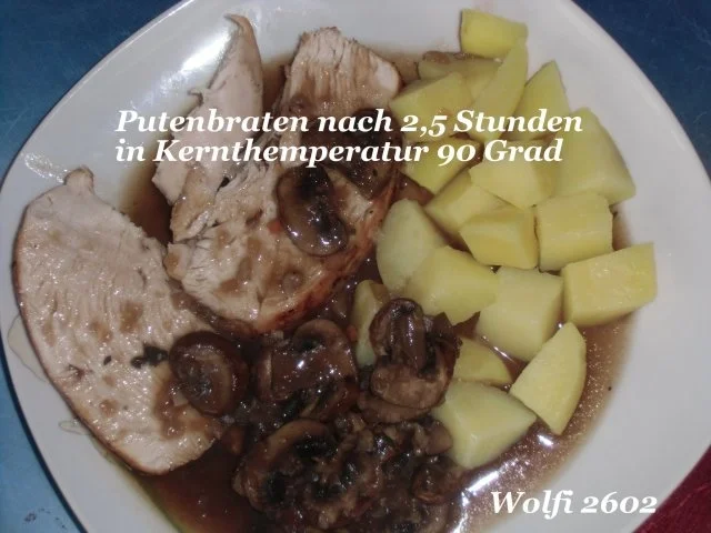 Pute : Putenbraten auf Kernthemperatur von 90 Grad im Backofen - Rezept - Bild Nr. 3