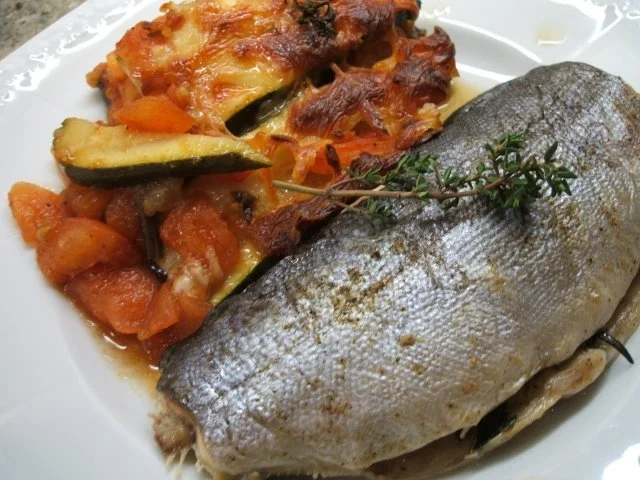 Rezept: Fisch: Forelle aus dem Bratschlauch mit Gemüselasagne Fisch: Forelle aus dem Bratschlauch mit Gemüselasagne - Rezept