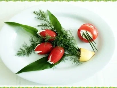 Rezept: „Tulpen Strauß“ mit Bärlauchsauce als Frühlingsanfangs-Begrüßung Bild Nr. 2 „Tulpen Strauß“ mit Bärlauchsauce als Frühlingsanfangs-Begrüßung - Rezept - Bild Nr. 2