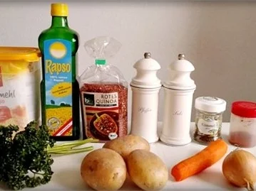 Rezept: Kartoffel-Möhren Puffer mit „dem Korn der Inkas“ verfeinert Bild Nr. 4 Kartoffel-Möhren Puffer mit „dem Korn der Inkas“ verfeinert - Rezept - Bild Nr. 4