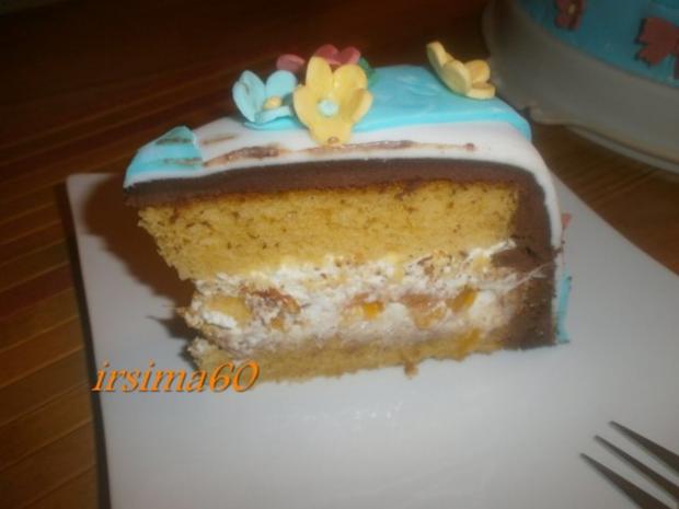 Frühlings Torte mit Mandarinen-Quark-Füllung und Fondantdecke - Rezept ...