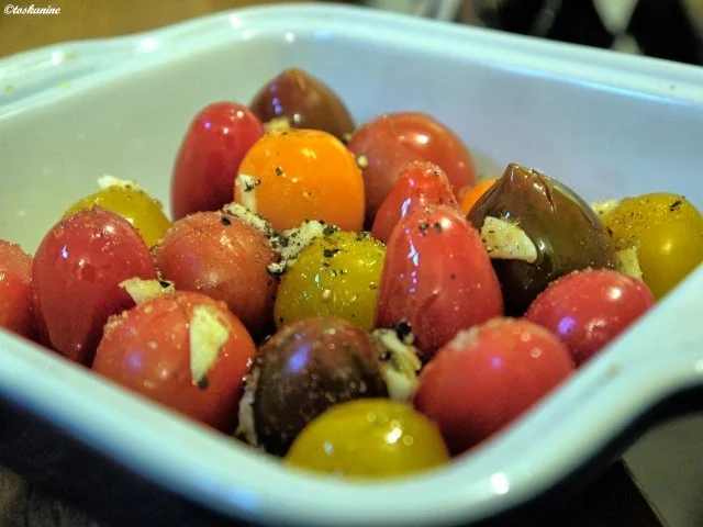 Kabeljau mit mediterranem Topping, Ofentomaten und Kartoffel-Meerrettich-Stampf - Rezept - Bild Nr. 7