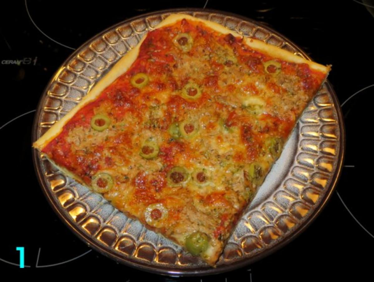 Schnelle Pizza Thunfisch im E-Herd - Rezept