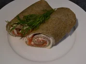 Buchweizenpfannkuchen mit Frischkäsecreme und Lachs - Rezept