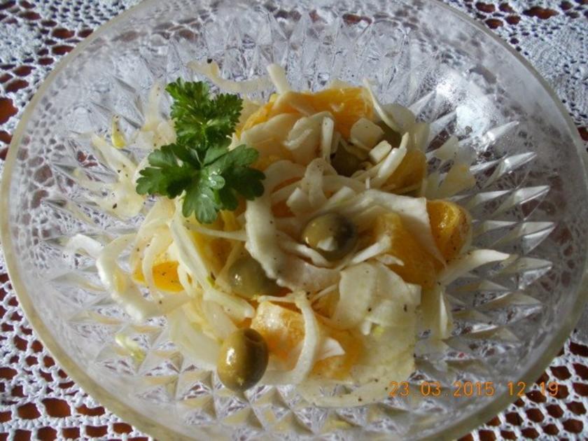 Fenchelsalat mit Orangen und Oliven - einfach - 39 kcal/100g