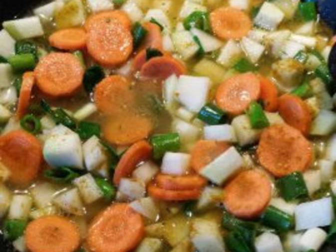 Gemüse Hähnchenbrust Pfanne mit Ebly Rezept kochbar.de