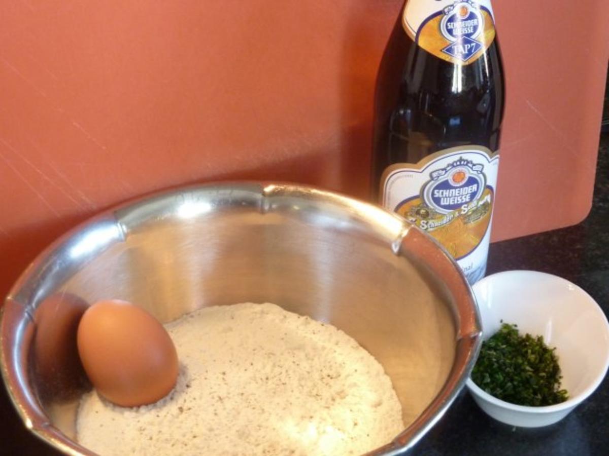 Kalbskopf im Bierteig mit Joghurt-Kräuter Dip - Rezept - Bild Nr. 4